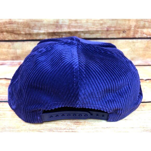 NOS VINTAGE MINNESOTA VIKINGS STARTER The Eastport Purple Corduroy Snapback Hat - Picture 2 of 6